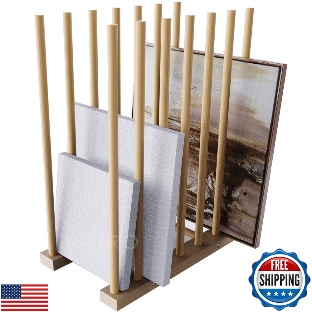 UNZERO Art Storage Rack, Art Drying Rack, Wood Storage Stand for Canvas Board