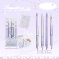 4pcs Soft Ribbon Gel Pens Set Ballet 0.38/0.5mm Ballpoint Quick-Dry Blak Ink Pen