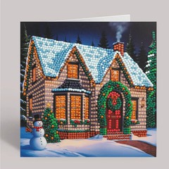 CraftBuddyUS CCK-32XM158: Christmas Cottage Crystal Art Card Kit 18x18cm