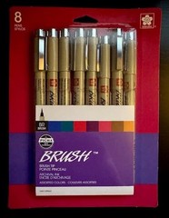 SAKURA Pigma Micron Brush Color Fineliners – NEW 8pk Assorted Colors -FAST Ship!