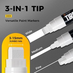 15mm Wide Tip White Paint Pens for Car Tires Jumbo Tire Marker Pens 4 Pack