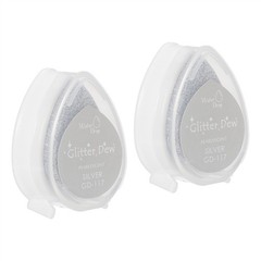 Craft Ink Pads for Stamps, 2 Pcs Washable Finger Ink Pad Rainbow, Flash Silver