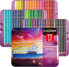 Professional Watercolor Pencils, Set of 72 Colors,Numbered and Lightfastness,Wat