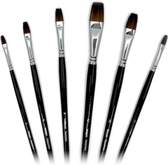 Magic Touches Artist Oil Paint Brush Set 6 Sizes Natural Sable Flat Tip Absorp