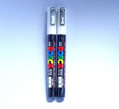 Uni Posca Paint Marker PC-3M White, 2 pens per 1 Count (Pack of 2), White