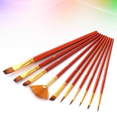 10Pcs Orange Nylon Brush Set with Synthetic Fibers for Even Paint Application