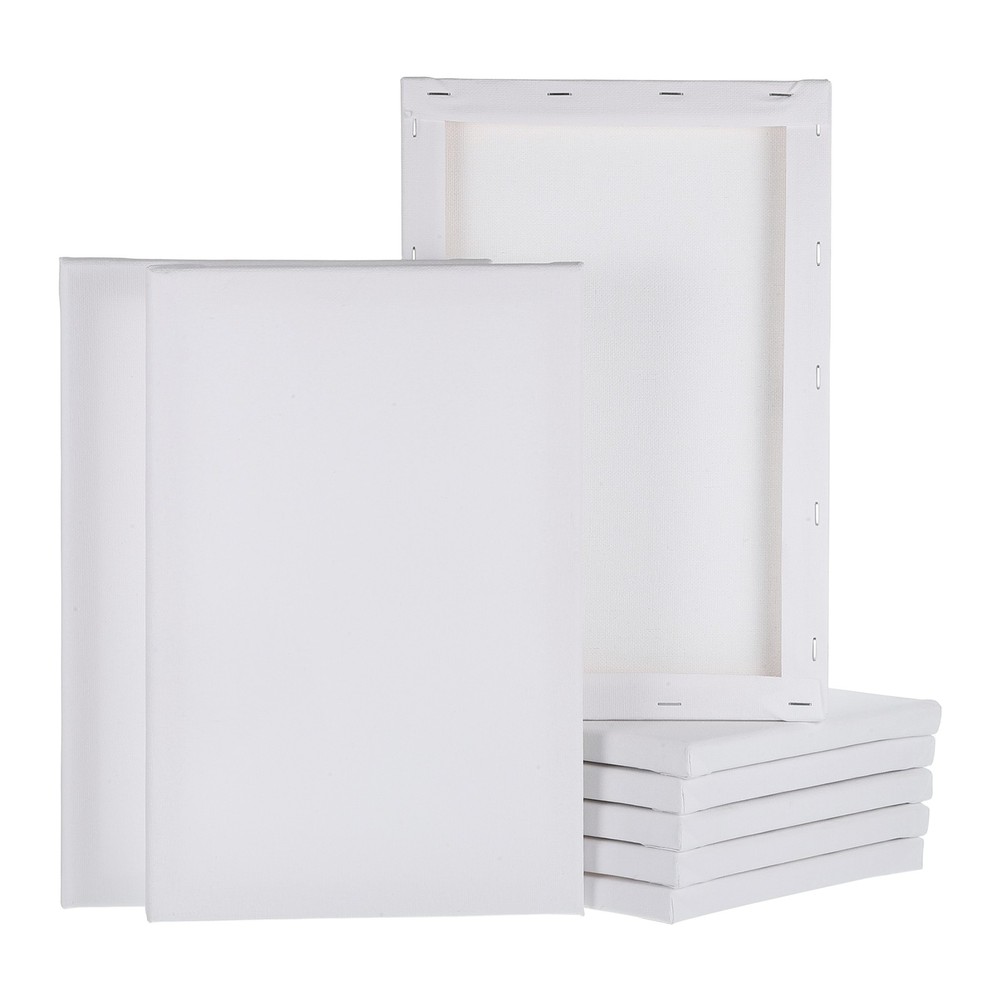 8Pcs, Stretched Canvas 8×12″ Artist Boards 4/5″ Profile Cotton Panels White
