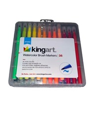 kingart Watercolor Brush Markers 36 Set Multicolor Solid Finish Brush Pens