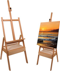Studio Easel with Storage Mast Adjustable to 75″ Hold Canvas up to 41″ Beechwood