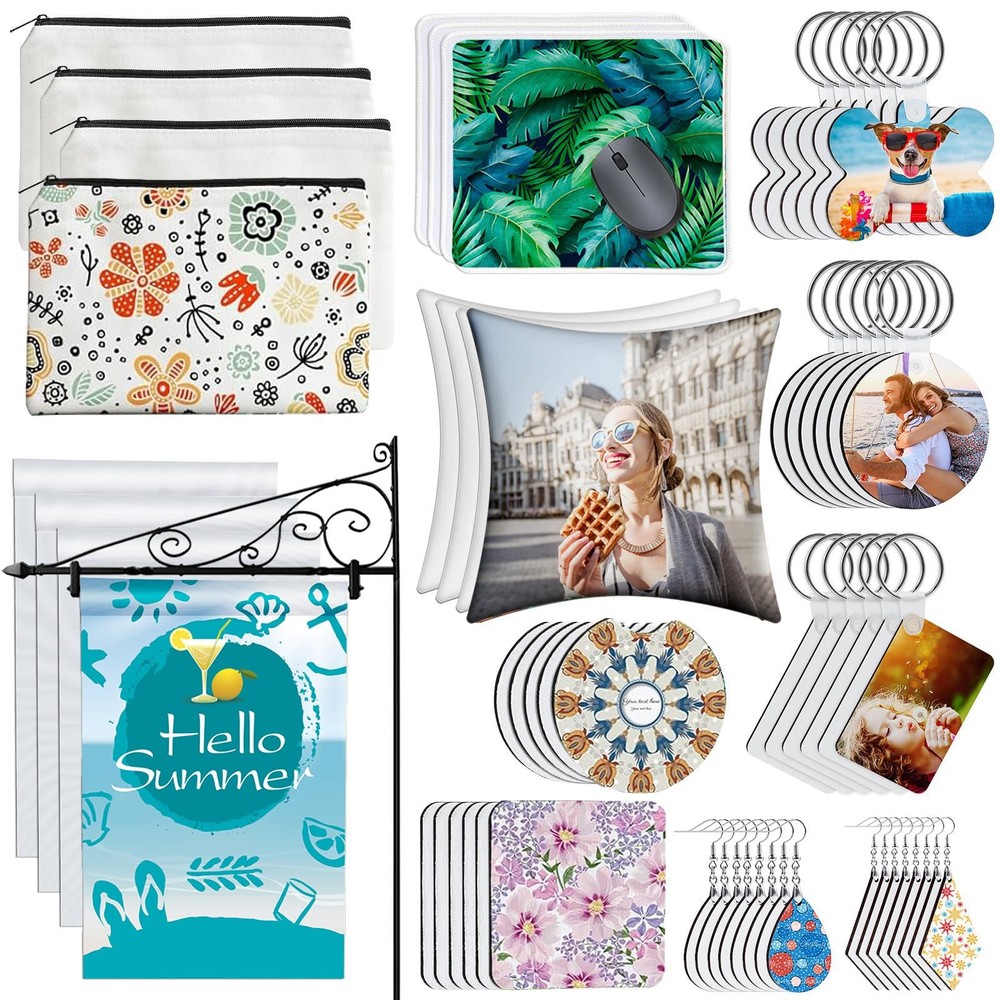 114Pcs Sublimation Blanks Products, Sublimation Blanks Set Including DIY Blan…