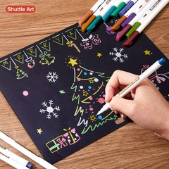 Shuttle Art Metallic Marker Pens, 24 Colors Metallic Paint Markers Fine Point…