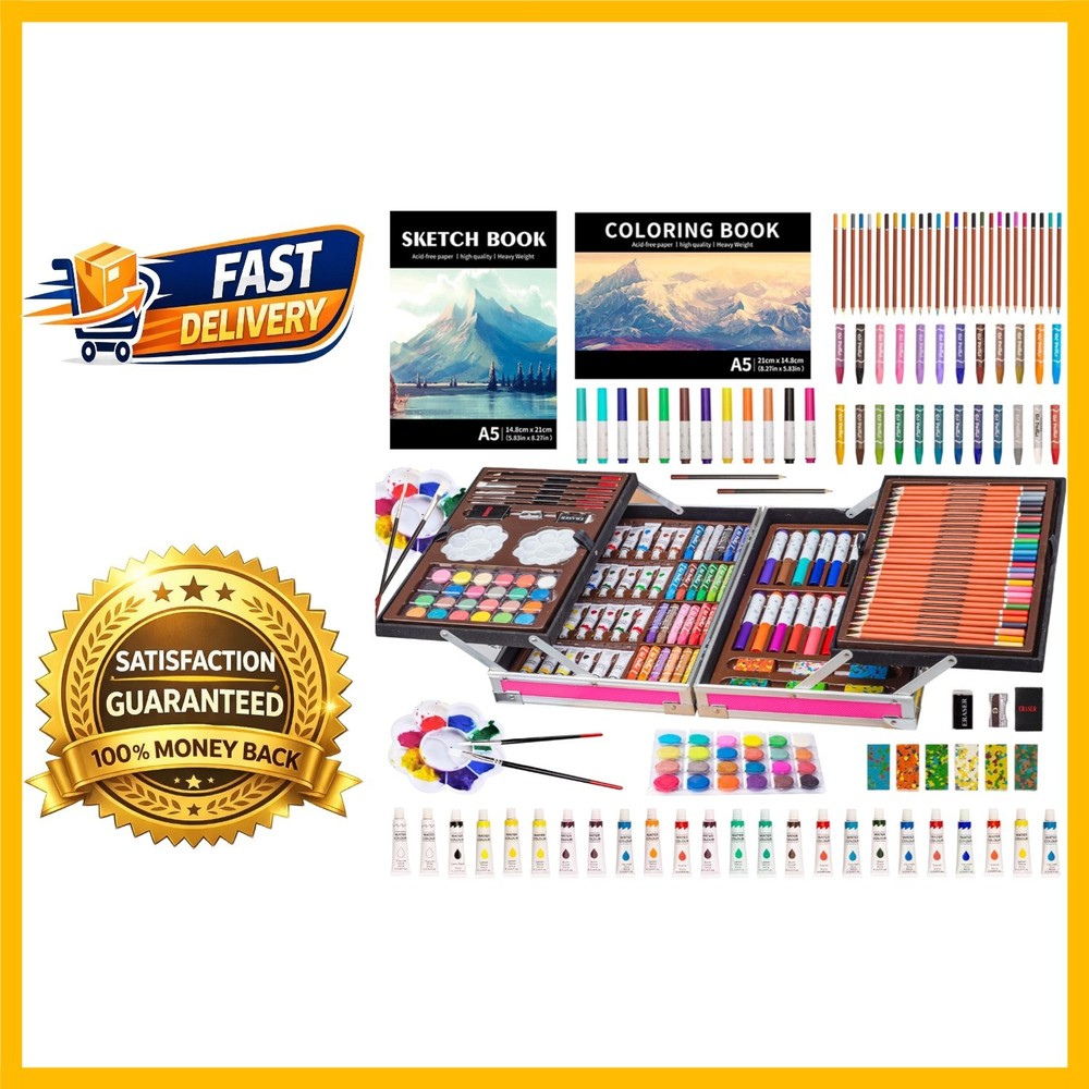 Deluxe Double-Layer Pink Art Set for Kids – 139 Creative Essentials Included