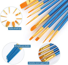 10 PCs Watercolor Brushes Painting Brush Nylon Hair Brushes For All Purpose NEW