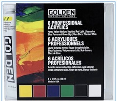 Golden Heavy Body Artist Acrylic Set – Intro Set of 6, Assorted Colors, 22 ml