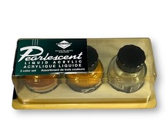 Daler-Rowney Pearlescent Liquid Acrylic 3 Color Set USA Silver, Copper, Gold NIB