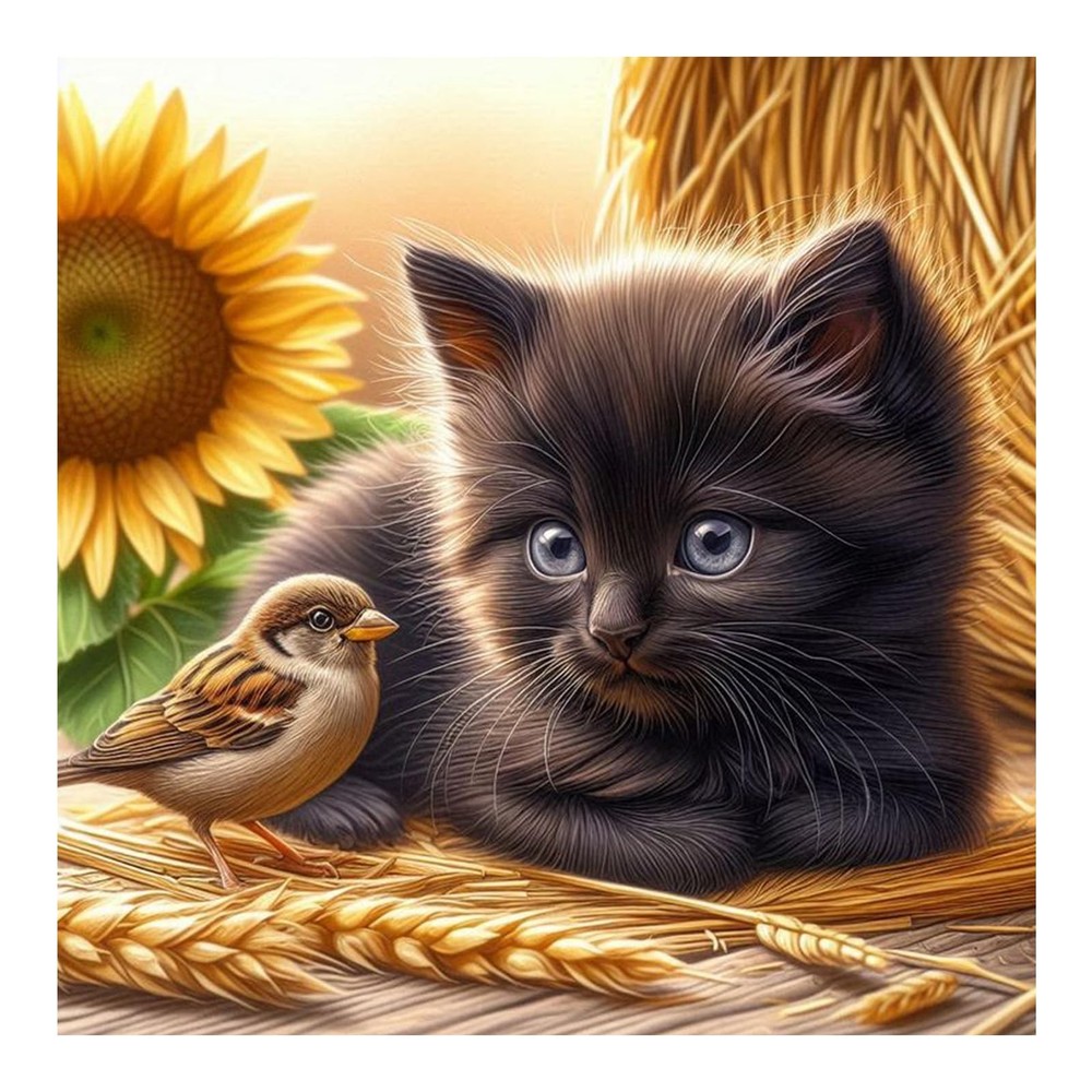 Aicomeon Cat Diamond Art Kits for Adults -Sunflower 12×12 inch, Multicolored