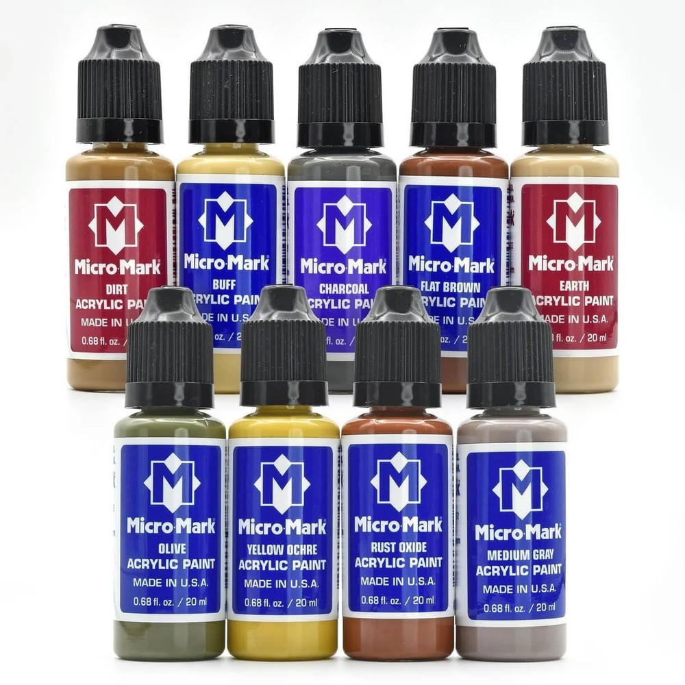 Micro-Mark Earthtones Acrylic Paint Set, 0.68 Fl Oz (Pack of 1), Multicolor