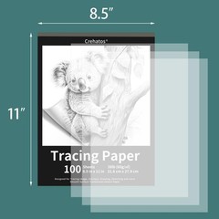 8.5×11 Black Tracing Paper 100 Sheets Heavyweight Translucent Art Media Paper