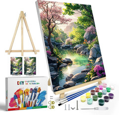 Adult Paint by Numbers Kit with Frame – Mountain Landscape 8×12 Inch