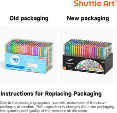 360 Pack Gel Pens Set, 180 Colors Gel Pen Set plus 180 Color Refills Perfect for