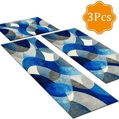 Soft Abstract Floor Mats 3Pcs Non-Slip Washable Rugs for Kitchen Entryway Home