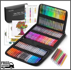 Soucolor Glitter Gel Pens for Adult Coloring Books, 120 Pack-60 Glitter Pens, 60