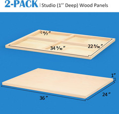 Unfinished Birch Wood Panels Kit for Painting, Wooden Canvas 2 Pack of 24 X36 St
