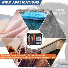 Snap Fasteners Kit, Heavy Duty Fastener Tool and 60-Set 15mm Marine Snaps Sta…