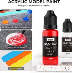 18-Color Acrylic Model Paint Set | 20ml Dropper Bottles & Thinner