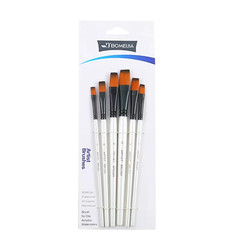 Paint Brush Set Round Flat Angle Filbert Acrylic Watercolor Oil Gouache Brushes