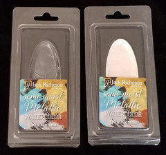 Jack Richeson Semi-Moist Metallic Watercolor Pans – 1 Mirror & 1 Pewter – New