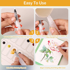 Beginner Watercolor Workbook Set with Envelope, Brushes and 12-Color Watercolor
