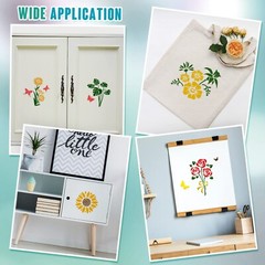 60 Pcs 6×6 Inch Flower Stencils for Painting on Wood Reusable Floral Bird Wal…