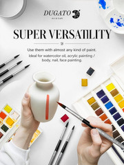Artist Round Paint Brush Set (10 Sizes) – Fine Tip Synthetic Brushes for Waterco