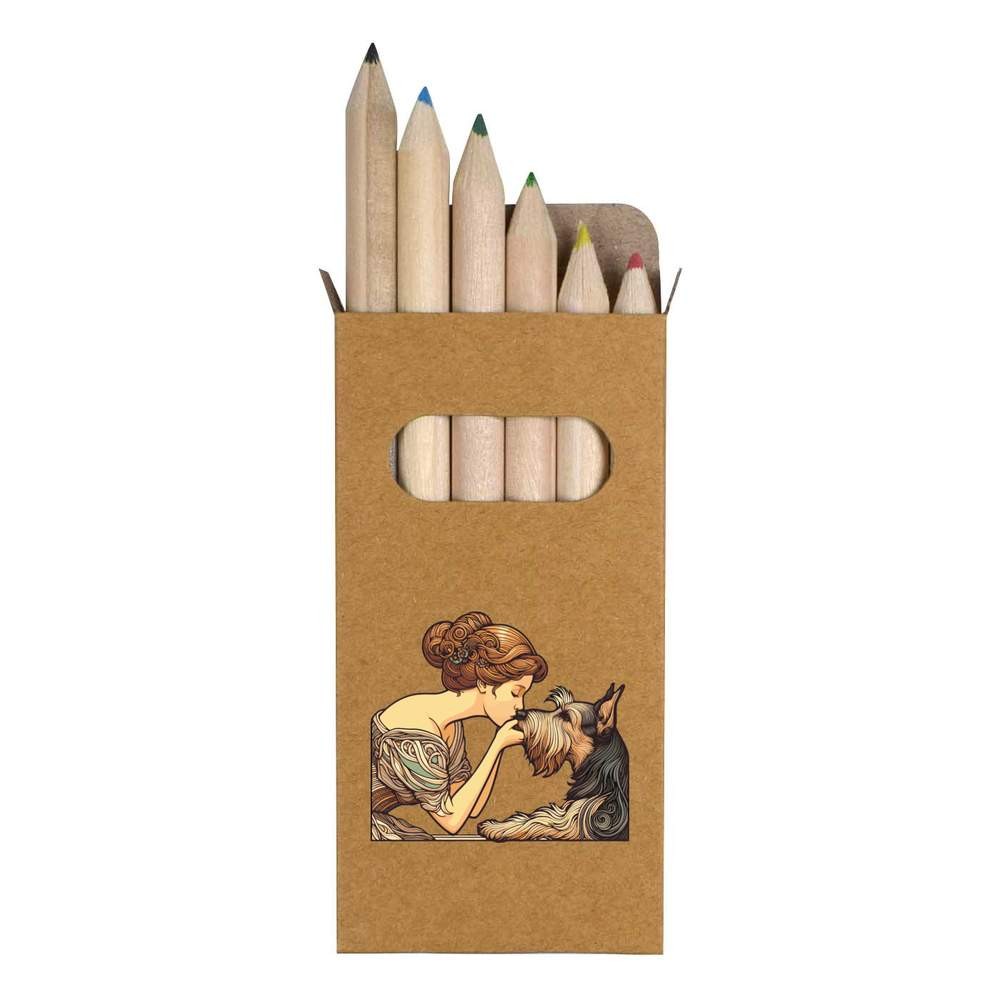 6 x ‘Girl With A Terrier Dog’ Short Colour Pencils (PE00071404)