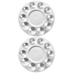 2Pack 6.7″ 10 Wells Round Aluminum Paint Palette Tray Paint Mixing Pallet