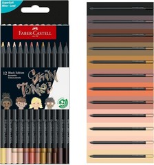 Black Edition Skin Tone Colored Pencils: 12 Count, Black Wood and Super Soft …