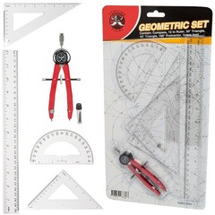 Protractor and Compass for Geometry Kids with Rulers Two Set Squares