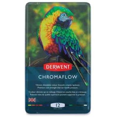 Derwent Chromaflow Colored Pencils – Tin of 12 – NEW – Original Factory Seal!