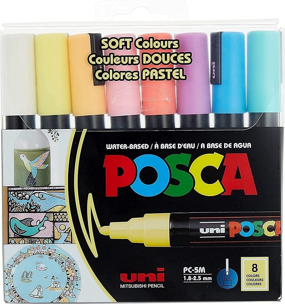 Uni-Posca Paint Marker – Soft Colors – Set of 8 – PC5M – NEW with 99¢ Shipping!