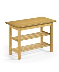 Natural Rubberwood 3-Tier Shoe Rack Bench 24″ 485LBS Capacity Entryway Storage B