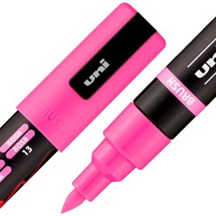uni PC-5BR Water-Based Paint Markers, Reversible Brush Tip 1.0-4.0mm, Pink, 3…