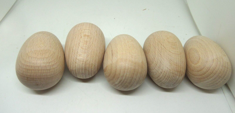 Wooden Eggs Unfinished 2.75″ Easter Holiday Seasonal Crafts Decor Lot of 5