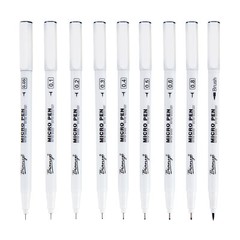 Bianyo Archival Ink Micro Pens, fineliner, graphic, Waterproof pens set of 9