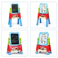 Height Adjustable Kids Art Easel Magnetic Double Sided Board w/ Accessories Blue