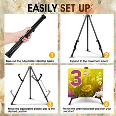 AROIC 3 Pack 14” Tabletop Easels, Black Steel Table Top Easels for Display, …