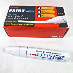 Uni Paint Marker SET OF 6 WHITE Oil Base Broad Thick Line PX-30 Chisel Tip