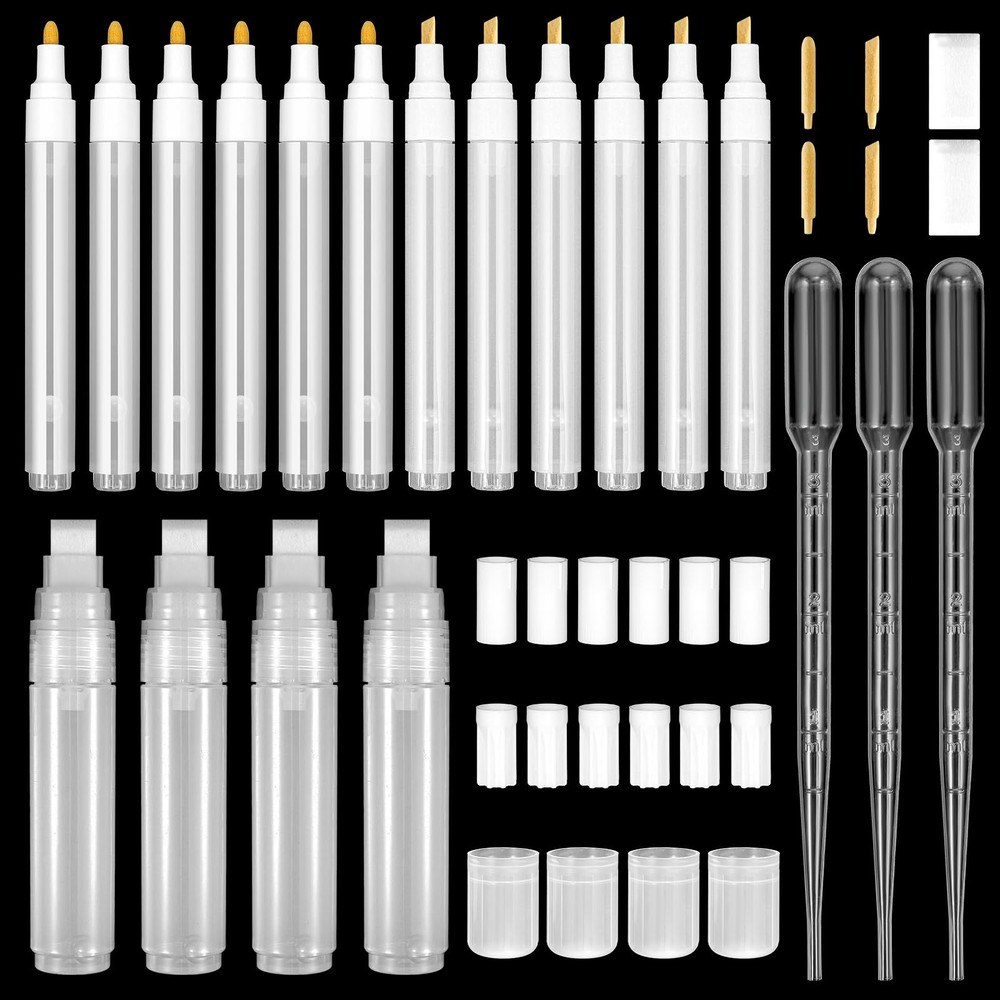 16 Pcs Refillable White Paint Pens, Acrylic Paint Markers, 3mm, 6mm, 15mm Emp…