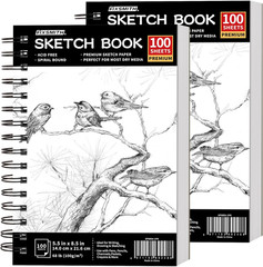 5.5″X8.5″ Sketch | 200 Sheets (68 Lb/100Gsm) Sketchbook | 2 Pack | Acid Free Dr