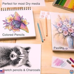 9×12 Premium Sketch Book Set of 2, 100 Sheets, Spiral Bound, Acid-Free Paper